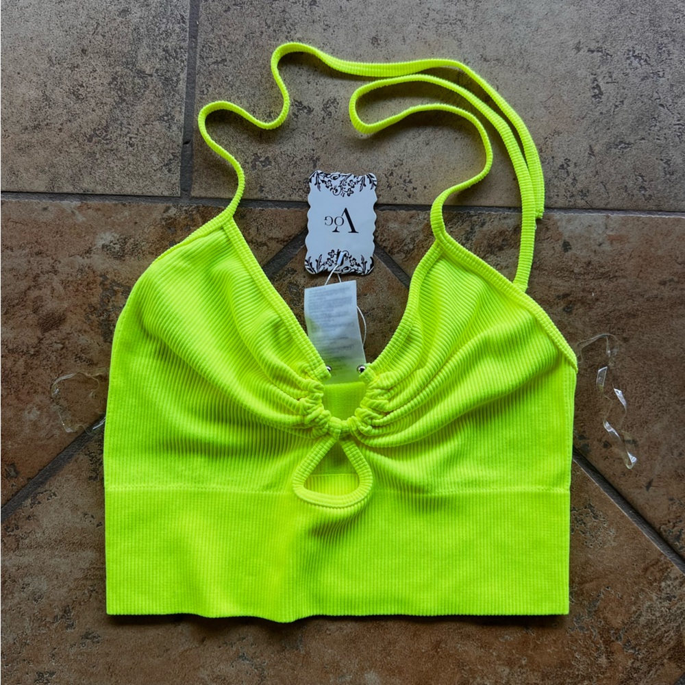 Neon Green Ribbed Crop Top